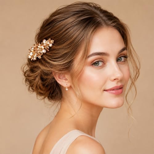 Pinza para cabello con cristales dorados decorativos miniatura 5