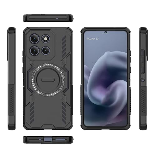 Image of Lustree Back Cover Case for Compatible with Motorola Edge 70 | Shockproof Magnetic TPU + PC Hard Case with Heat Dissipation & Full Protection - Black