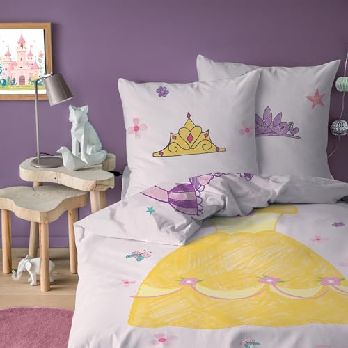 OMYDREAM Disney Home Princesse Deguisement Parure de lit Enfant | 100% Coton | Oeko-TEX | Housse de Couette 140x200cm + 1 Taie d'oreiller 65x65cm | Imprimé Fille | Rose