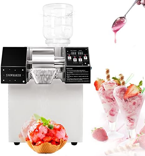 Snow Cone Machine Snowflake Ice Maker, Large 485LBS/24H Commercial Shaved Ice Crusher Machine with Stainless Steel Blade, 1200W Water Cooled Crushed Snow Cone Shaver Slushie Maker for Countertop Use
