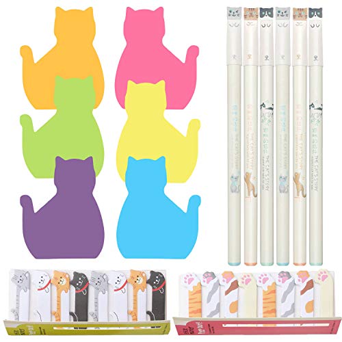 Cat Cute Pens & Sticky Flags Set, Japanese Stationery pens Set