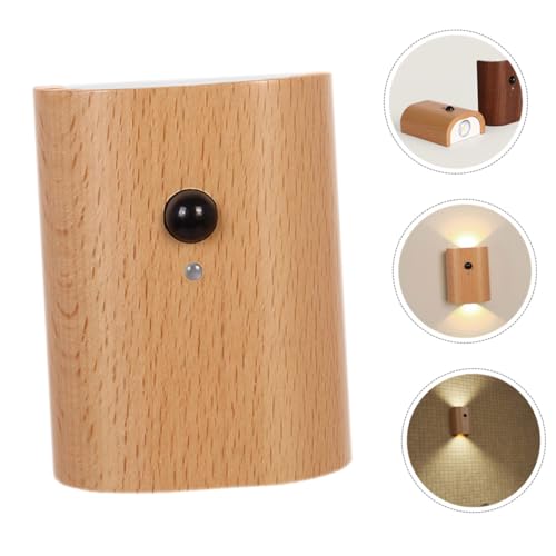 Lámpara de pared de madera LED recargable y sensor de movimiento 4