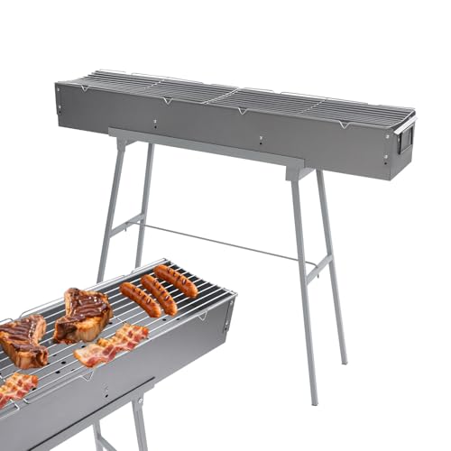 Camping Barbecue Charcoal Grill, 39" x 7" Kebab Grill with