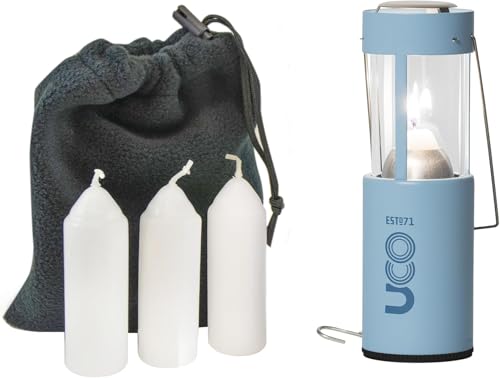 UCO Original Candle Lantern Value Pack with 3 Candles and Storage Bag, Original Size, Powder Coated, Glacier
