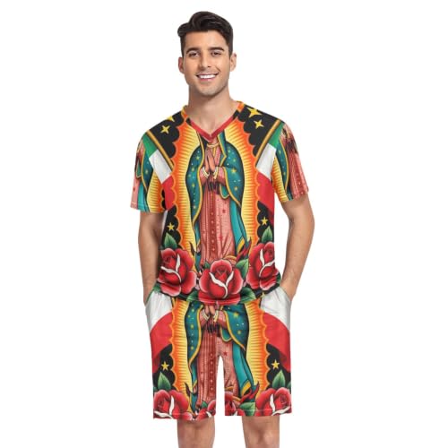 Pyjama homme court contre la chaleur nocturne motif Mexique traditionnel