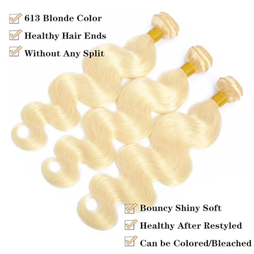 Cabello brasileño no procesado rubio 613 ondulado corporal de alta pureza 5