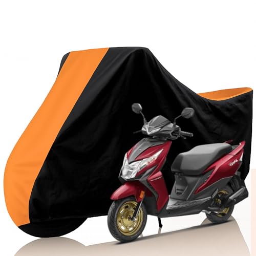 Image of All Weather Protection Two Wheeler Cover for Honda Dio, Scooter & Scooty | Anti Dust, 100% Water Resistance, Heat Resistant, UV Proof - Triple Stitched | (Black Top Orange)
