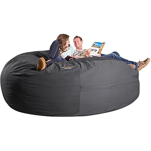 8-Foot Foam-Filled Bean Bag Chair in Twill, Slate Grey