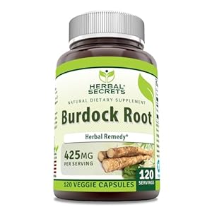 Herbal Secrets Burdock Root Supplement | 425 Mg Per Serving | 120 Veggie Capsules | Non-GMO | Gluten Free | Made in USA