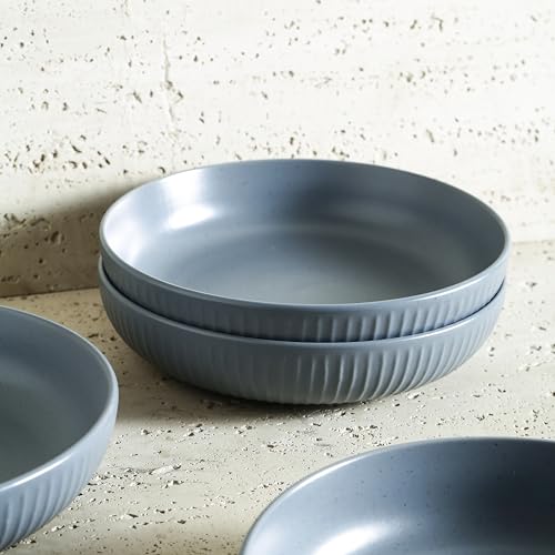Image of Stone Lain Logan Stoneware Pasta Bowl Set of 4, Grey