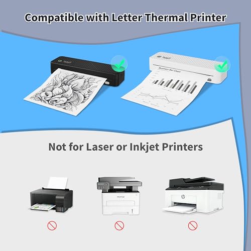 Image of Thermal Printer Paper 8.5 x 11 Inch, 25 Sheets US Letter Size Thermal Paper, Compatible with A42 Thermal Portable Printer, Continual Feeding Folded Printing Paper (25 Sheets * 2 Roll)
