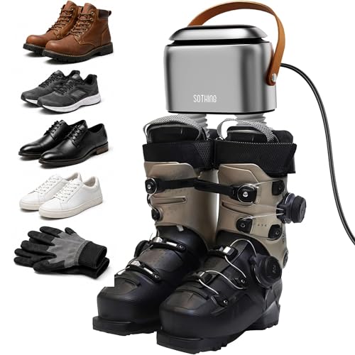 SOTHING Boot Dryer, 95W Rapid Drying with 3 Heat Levels, Shoe Dryer with Ozone Fresh Mode, 1–9H Timer, Smart Touch Panel, Retractable Hoses & Overheat Protection – Portable Snowboard & Ski Boot Dryer