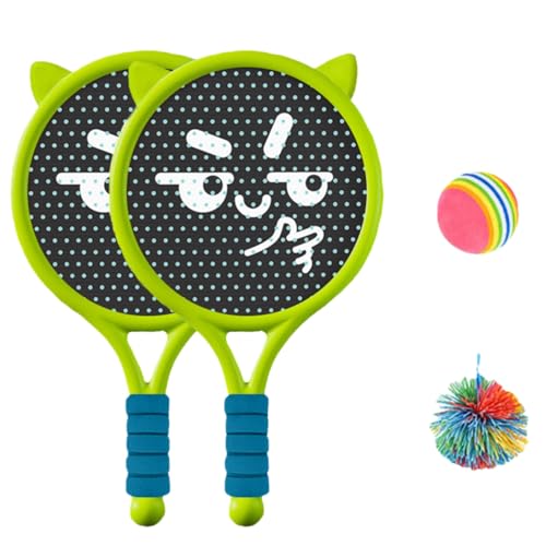 Sonsoke Juego de raquetas de tenis para niños, 2 raquetas + 2 pelotas, material PP duradero, interacción entre padres e hijos, juguete deportivo para jardín, playa, parque de juegos, tenis al aire