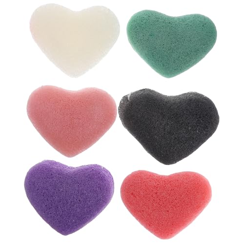 Éponges visage exfoliantes en cœur (lot de 6) réutilisables pour lavage doux