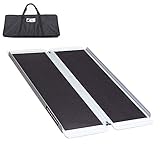 Ruedamann Non-Skid Threshold Ramp,Portable Aluminum Folding Wheelchair Ramp for Home,Steps,Stairs,Doorways,with Bag (4 ft)