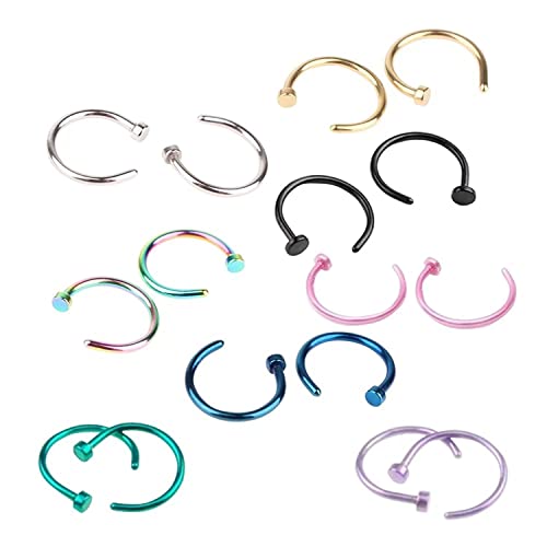 US-LONG DREAM 5 Pcs Unisex Nose Open Hoop Ring Earring Stainless Steel Nose Stud Nose Ring …