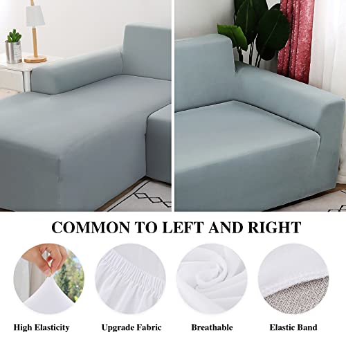 Jaotto Housse de Canapé d'angle Extensible 2 Pieces, Housse de Canapé Élastique en Forme de L, Revêtement de Canapé Universel Lavable, Couverture pour Canapé(2 Places+2 Places,Gris Fumé) - Image 5