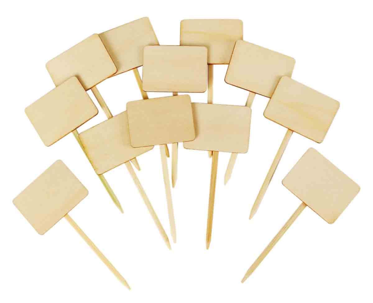MegaCrea DIY Porte-​étiquettes en Bois à piquer 3,​5X 2,​5 x 8 cm