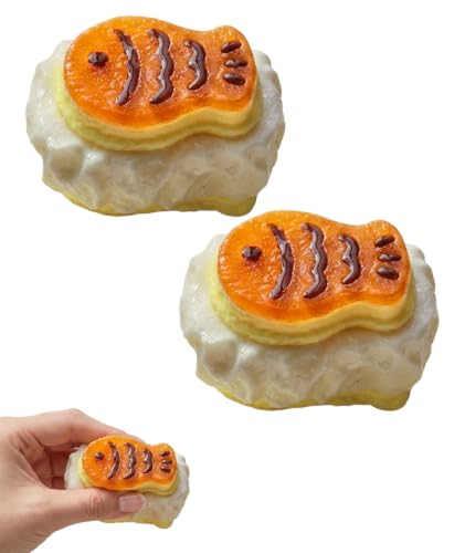 Image of 2Pcs Cheese Squishy, Taba Squishy, Dumpling Squishy-Stretchy Food-Shaped Sensory (Brown)