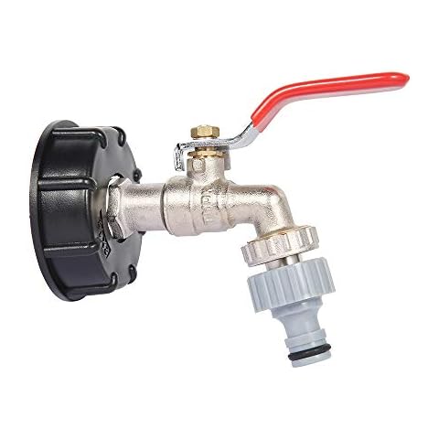 Littleduck IBC Tank Adapter S60X6 Thread Connector Replacement Valve Fitting Parts Drain Adapter to 1/2" Hose Connector Brass Garden Tap Water Butt Storage Tank Hose Fitting Parts Cover