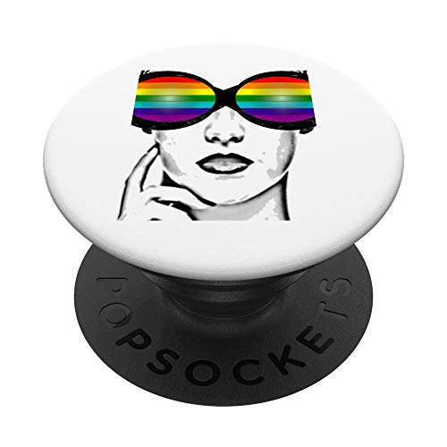 Sunglasses LGBT Flag Gay Pride Transgender Rainbow Lesbian PopSockets PopGrip: Agarre intercambiable para Teléfonos y Tabletas