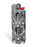 HUMWE Vintage Dragon Metal Lighter Case Cover, Engraved Sleeve Pouch for BIC Full Size Lighters
