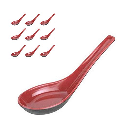 JapanBargain 2384, Pack of 60 Soup Spoons Japanese Soup Spoons Chinese Soup Spoons Rice Spoons Pho Spoons Ramen Soup Spoons Wonton Soup Spoons, Black and Red