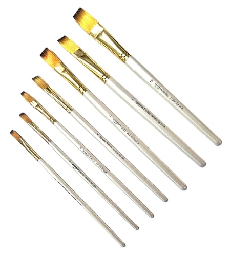 Image of amazon basics 7pc Artist Paintbrush Set for Acrylic,Watercolor & Gouache Painting for Beginners and Professionals (Flat)