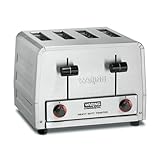 Waring Commercial WCT805B 4-Slice Heavy Duty Commercial Pop-Up Toaster, 208/240V, 2028/2700W, 6-20 Phase Plug, Silver, 10.5 x 11.5 x 9 inches