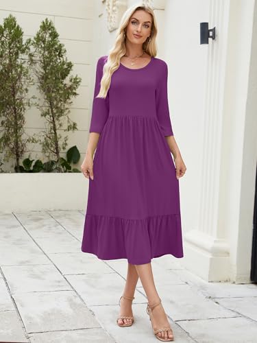 Image of Heymoments Women's Summer Short Sleeve Dresses Casual T-Shirt Flowy Tunic Ladies Beach Sundress