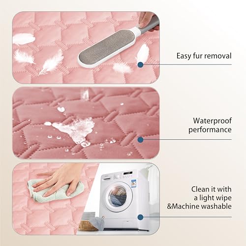 Image of gogobunny 3X Stronger Waterproof Pet Blanket, Scratch Proof Furniture Protector for Dogs Cats, Reversible Cover 30x80 Inch, Dark Pink /Light Pink