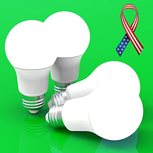 Ameriluck 4-Pack Green Light Colored A19 Led Bulb For Bedroom And Porch, 7W (60W Equivalent), E26 Medium Scew Base, Waterproof For Outdoor Use #TOP4