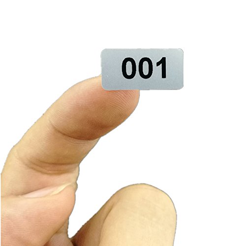 EXTRONTONDA Consecutive Number Inventory Stickers Waterproof 0.39 x 0.78 Inch Black Printing On Silver Sticker (001 to 1000)