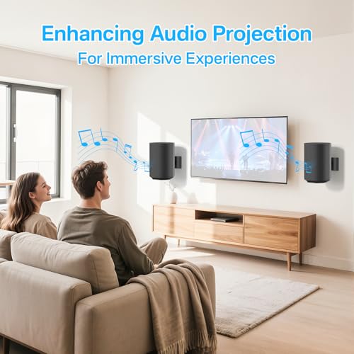 Image of Heavy-Duty Speaker Wall Mount and Ceiling Speaker Mount for Sonos Era 100 Wireless Speaker Mount,Tilt & Swivel Adjustable Mount or Sonos Era 100 Speaker with Hardware Kit - 2 Pack, Black
