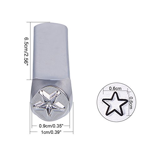 Benecreat 6Mm 1/4" Star Design Stamps, Metal Punch Stamp Stamping Tool - Electroplated Hard Carbon Steel Tools To Stamp/Punch Metal, Jewelry, Leather, Wood #TOP3