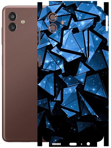 Image of AtOdds - Full Body Back Screen Guard Protector Film - Lamination Wrap Skin Sticker Compatible with Samsung Galaxy M13 (5G) | Scratchproof Matte Finish (Blue Crystals)