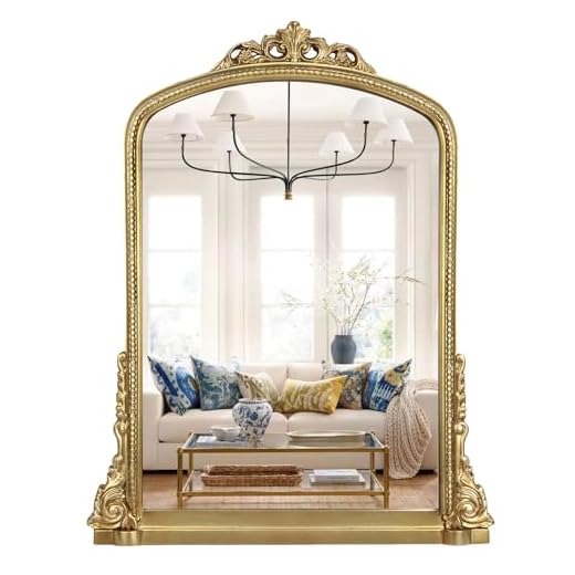 Decor Trends Traditional Ornate Arch Wall Mirror Vintage Fireplace Mirror Mantel Decor, Antique Gold, 36 inches x28 inches, Baroque Inspired Wall Mirror, 28 inches W x 36 inches L, 21004-GD
