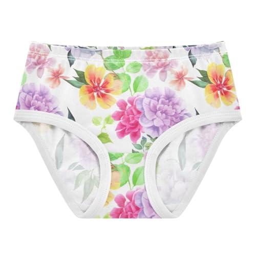 Toddler Underwear Floral 2t Cotton Panties Little Girl Durable Briefs Underpants Watercolor Flowers Pastel Pink