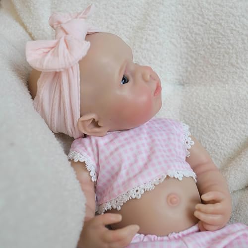 Babypuppen aus Silikon, 45,7 cm, realistische Reborn-Babypuppen, Silikon, Ganzkörper-Puppe, anatomisch korrekt, für Mädchen, echtes Leben, Neugeborene, Baby-Puppe mit Fütterungsset, für Kinder – Bild 6