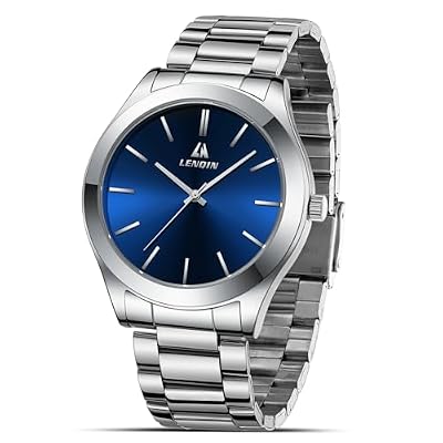 LN LENQIN Orologio Uomo Acciaio Inox Analogico Quarzo Impermeabile Business