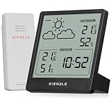 Kienzle Funkwetterstation mit Außensensor Slim Design für Temperatur Luftfeuchtigkeit Wettervorhersage & Uhrzeit
