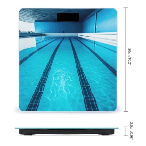 Báscula digital para baño con plataforma azul y vidrio templado miniatura 2