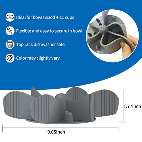 Spiral Slow Feeder Dog Bowls Insert Turn A Ordinary Dog Bowl Into A Dog Slow Feeder Bowl - Silicone Slow Feeder Insert For Dog Bowls - Dog Slow Feeder To Slow Down Eating For All Dogs 2Pcs, Grey #TOP4