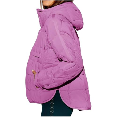 SenyaJumf Women's Cozy Beige Oversized Hooded Puffer Jacket - Lightweight & Packable for Winter Adventures - Image 6