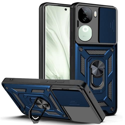Image of AIBEX Back Cover for Vivo V40e 5G / iQOO Z9s 5G | D10 Tough Armor Case | Sliding Camera Shield | 360 Protection | Kickstand Ring Holder | Military-Grade Shockproof Bumper Case
