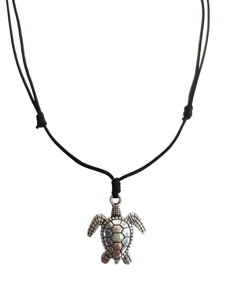 Moose546 Sea Turtle Lucky Pendant with Black Adjustable Cord Necklace for Boho Unisex Jewelry DCN-023