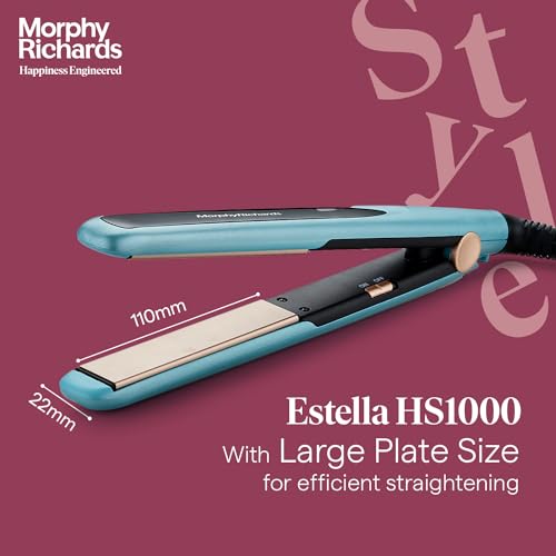 Morphy Richards HS1000 Hair Straightener for Women| Large Ceramic Heating Plate| Temperature Upto 210°C|Quick Heating in 60-Sec|Easy Plate Lock|2-Yr Warranty by Brand|Travel Friendly|Aqua Blue & Black|Gift for Her view 2