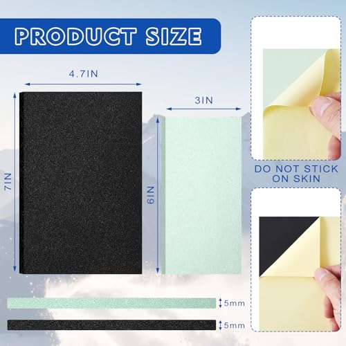 JolliLudo 12 Pcs Snowboard Shin Pads Ski Guard Adhesive Snowboard Shin Protector Pads Ski Boot Inserts Foam Pad 2 Sizes (7 x 4.7 Inch, 6 x 3 Inch) Sports Protector for Women Men Skiing Snowboarding