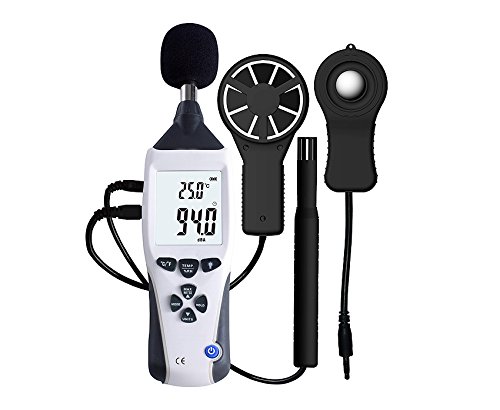 MeterTo Multifunctional Environment Meter ET-965 Sound 35dB?130dB Light 0 Lux?200K Lux, 0Fc?20KFc Air Velocity 0.5m/s?30.0m/s Temperature -40?70??-40?158?? Humidity 10?95% RH 5 Functions in 1 Unit