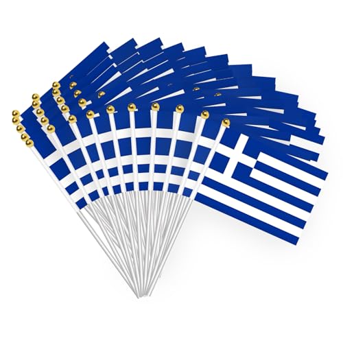 50 Stück Griechische Handgehaltene Flagge 21 * 14CM Banner Hand Winken Flagge Griechische Fahne mit 30cm Plastik-Fahnenmast Feiertag Parade Dekoration 50 Stück Griechische Handgehaltene Flagge 21 * 14CM Banner Hand Winken Flagge Griechische Fahne mit 30cm Plastik-Fahnenmast Feiertag Parade Dekoration